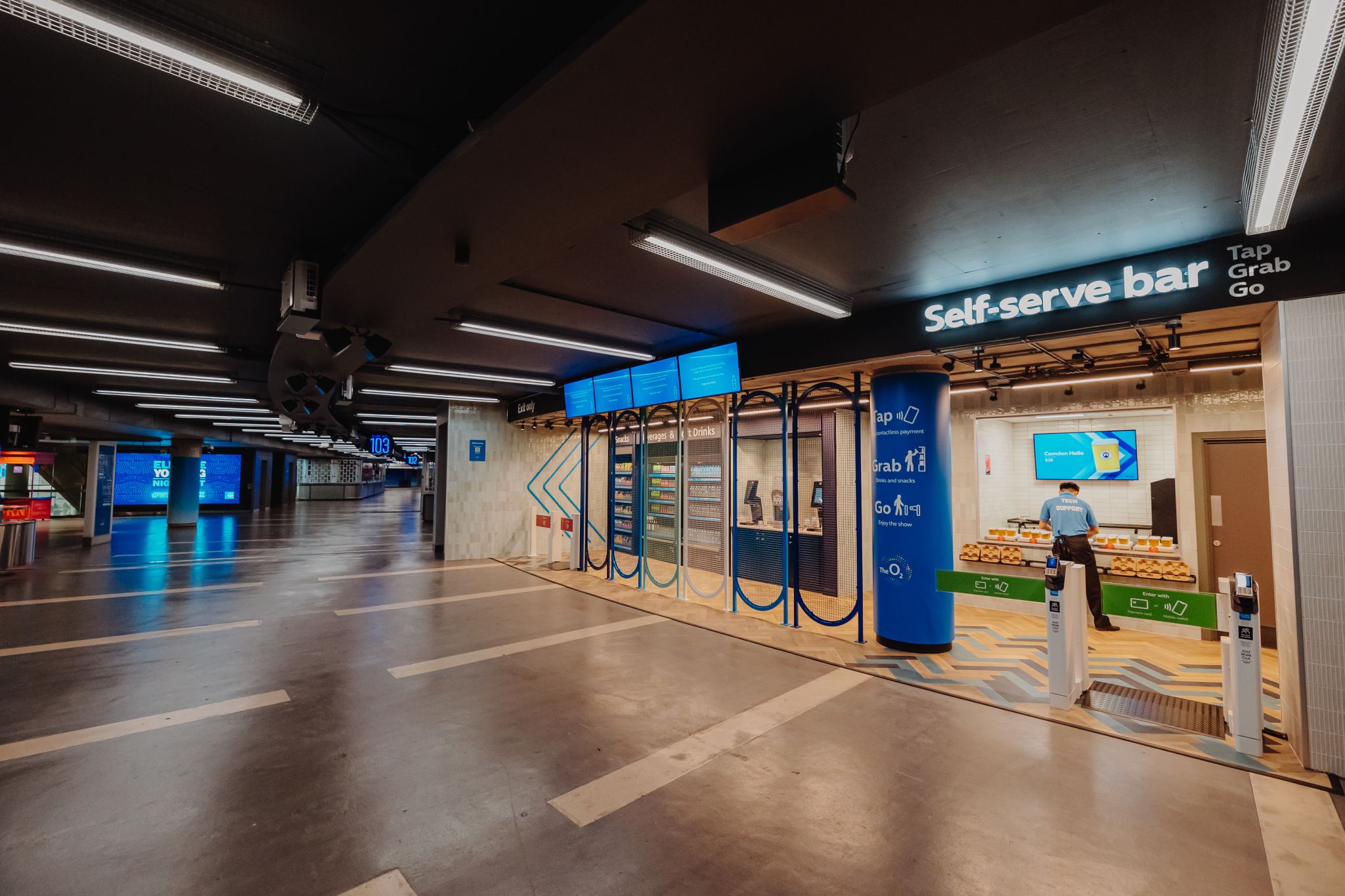 A self-serve bar at the O2 arena. Image owned by Levy UK.